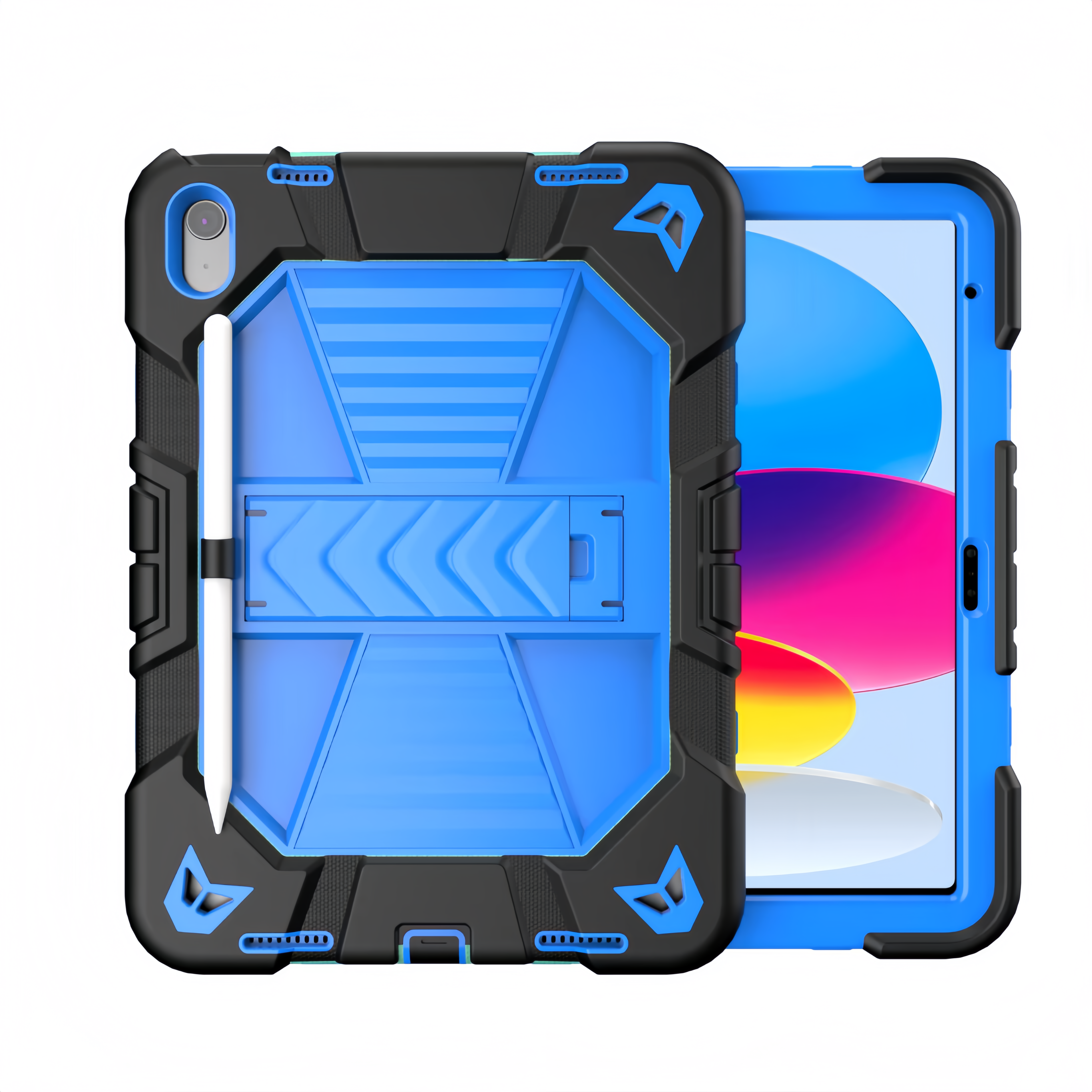 (1/100x Pack) Apple Generation 10, 11 Heavy Duty Grade iPad Case With Max Guard Handle/Grip