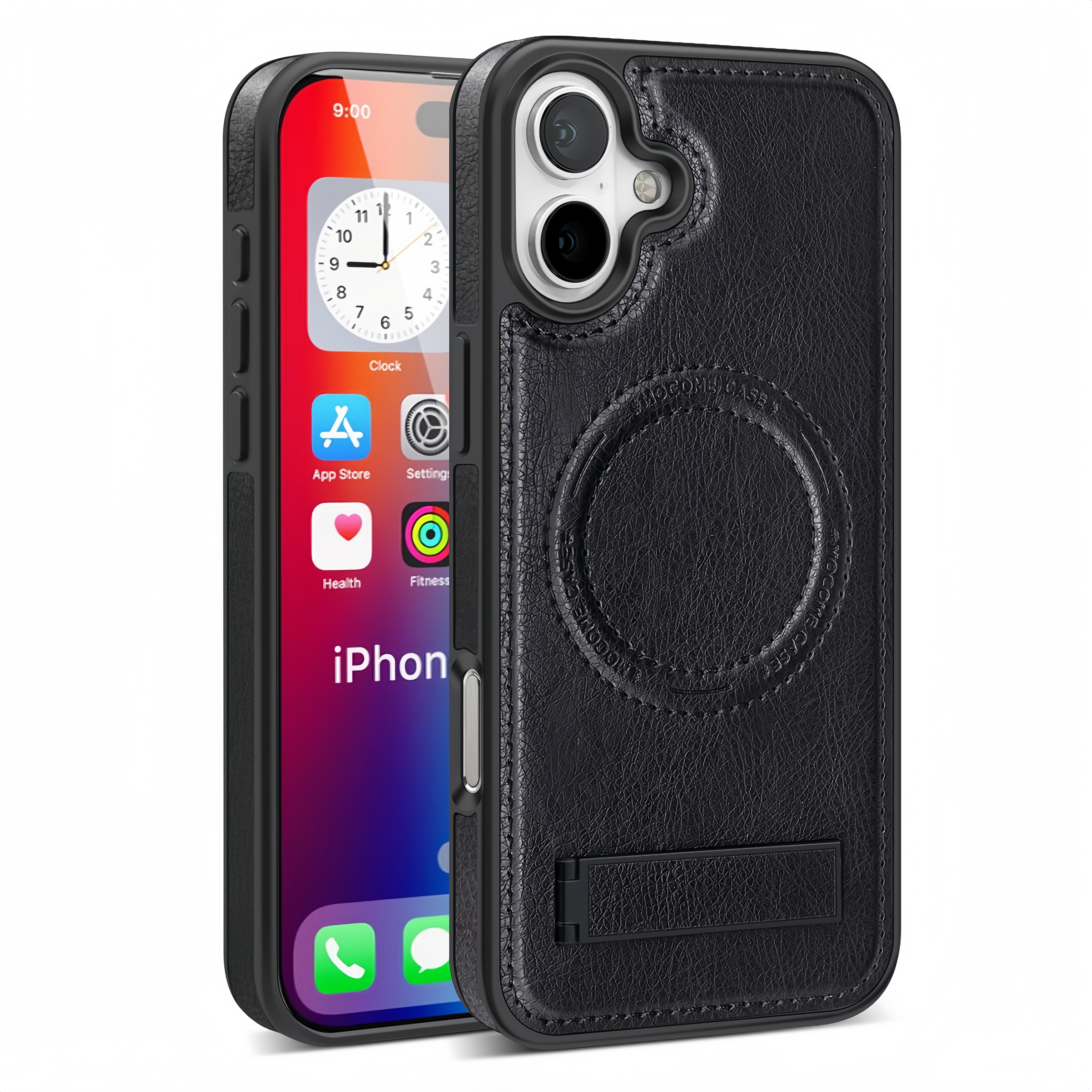 (1/100x) 16 Series Magnetic Luxury Vegan Leather iPhone Case With Stand