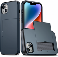 (1/100x Pack) 15 Series Hard Shell Hybrid Card Holder iPhone Case