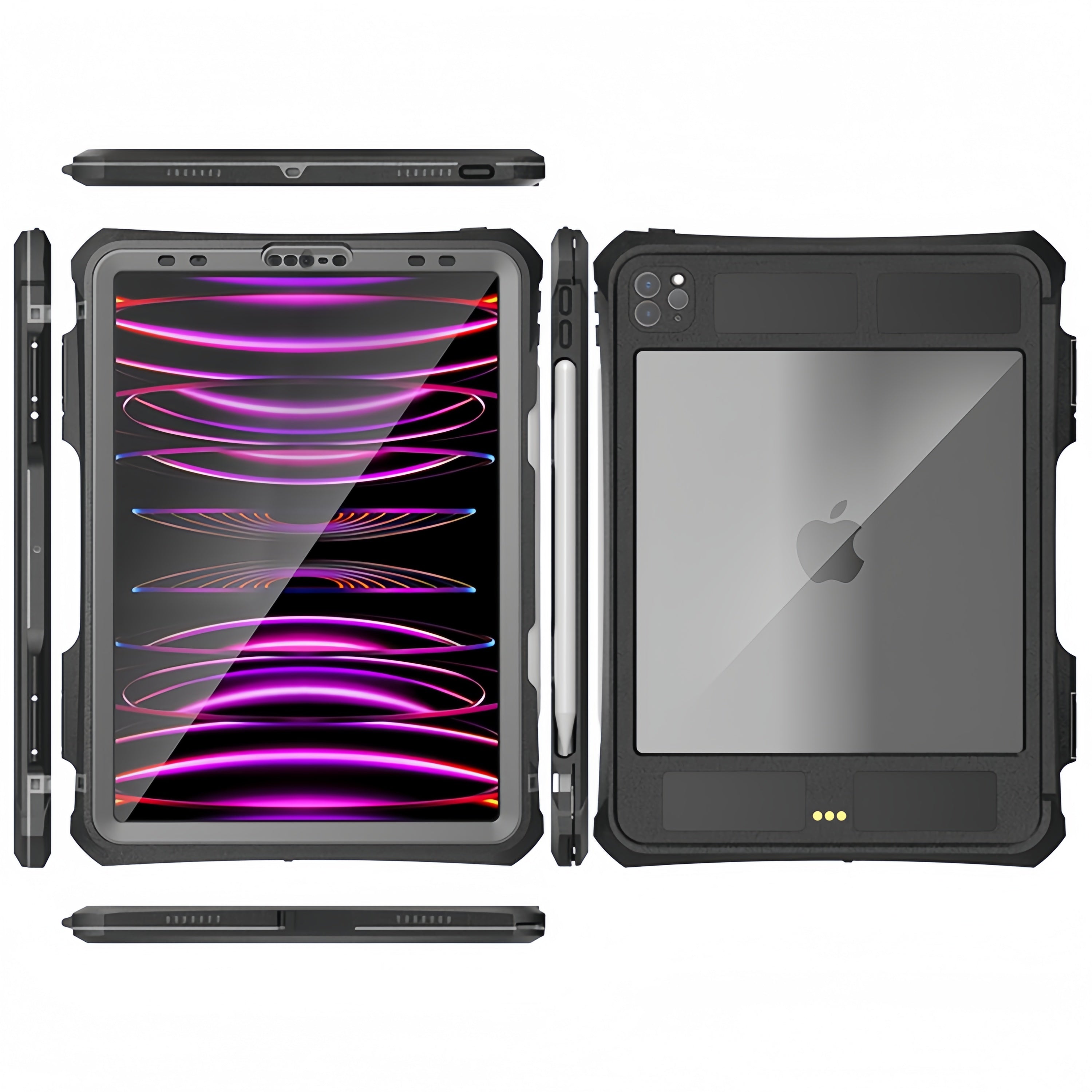 (1/100x Pack) Apple iPad Pro Gen 6, 7 11 Inch ShellBox Heavy Duty IP68 Rugged And Waterproof iPad Case