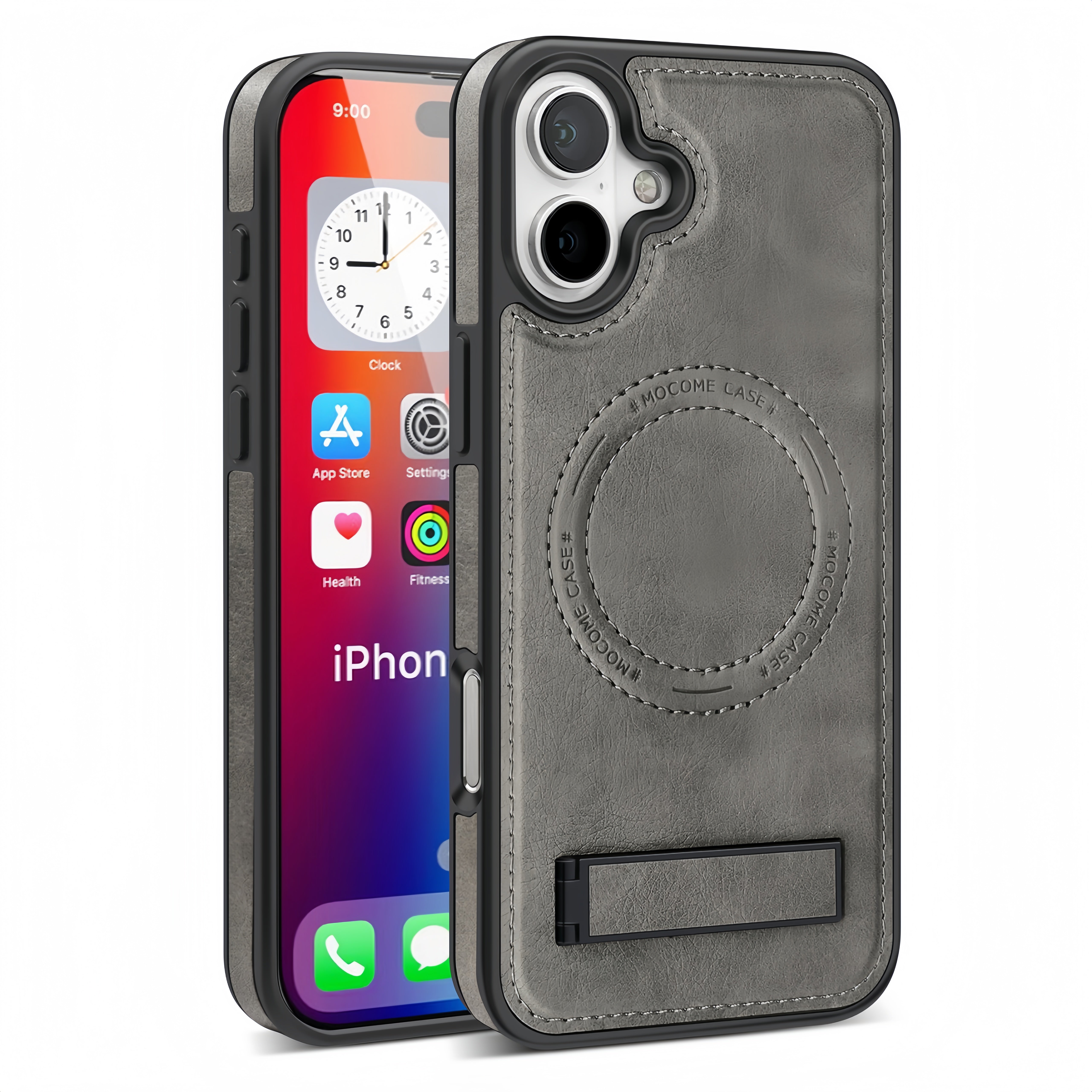 (1/100x) 16 Series Magnetic Luxury Vegan Leather iPhone Case With Stand