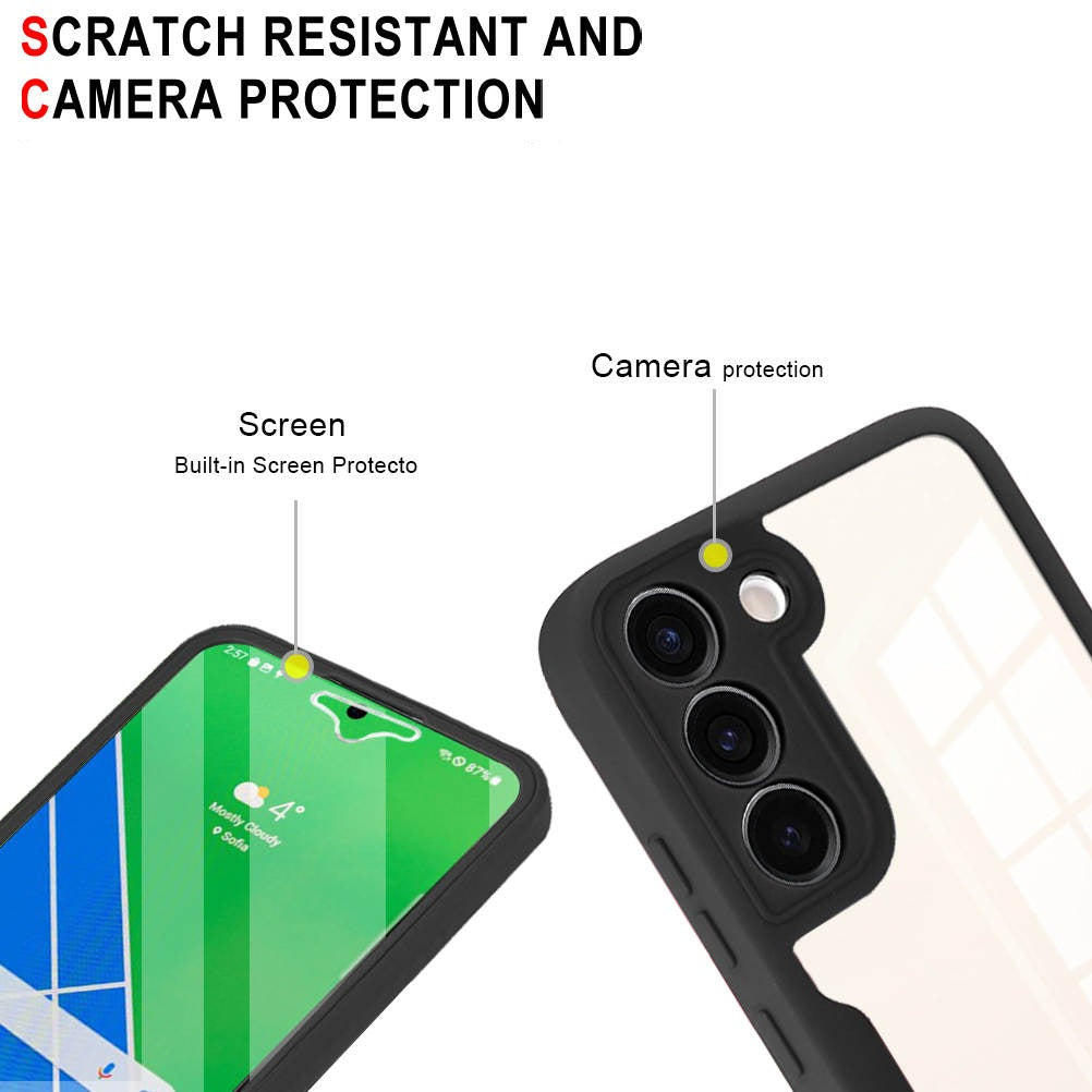 (1/100x Pack) S24 Series Transparent Full Cover Dual Layer Rugged Coloured Bumper Case