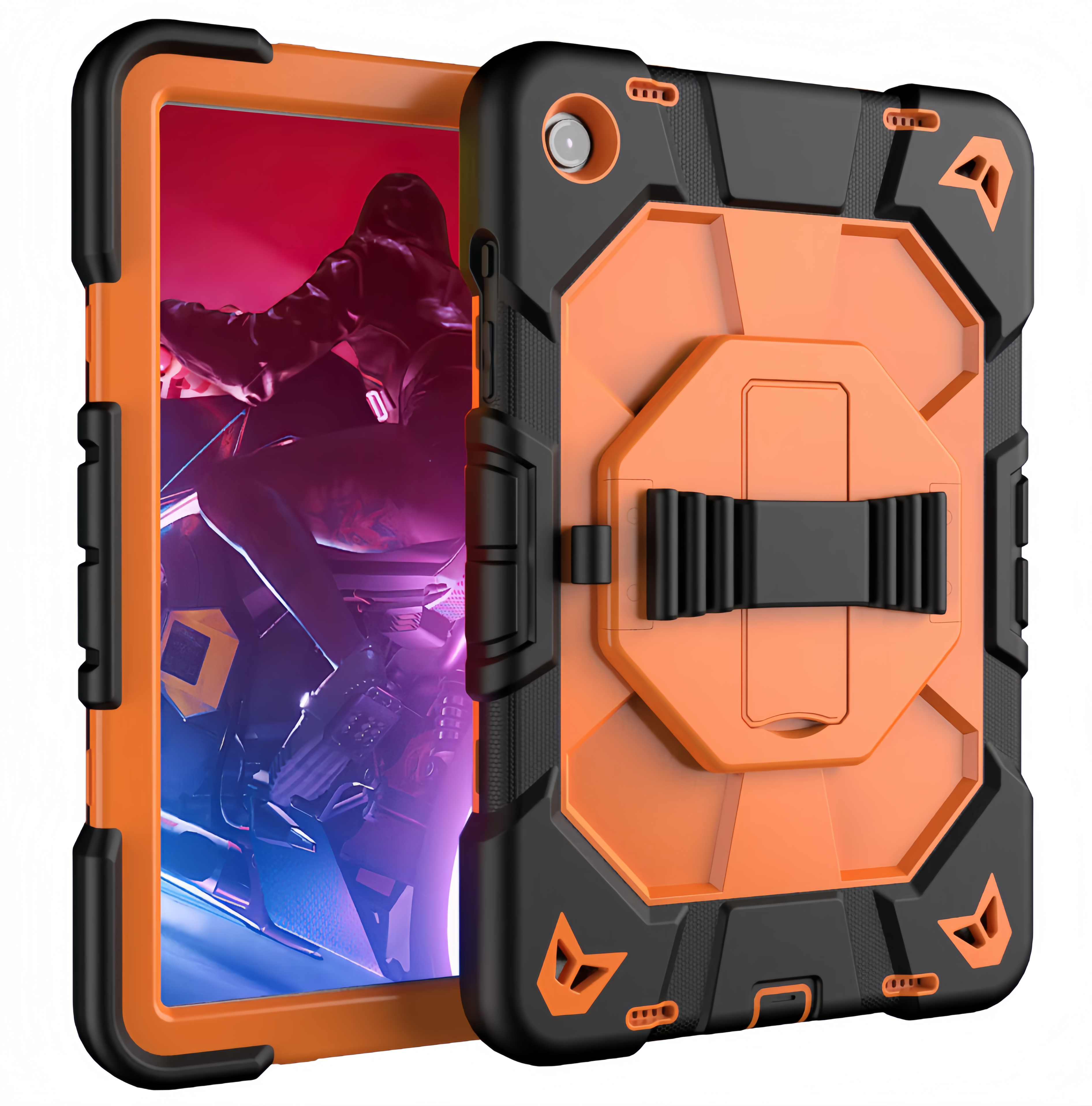 (1/100x Pack) Apple Generation 10, 11 Heavy Duty Grade iPad Case With Max Guard Handle/Grip