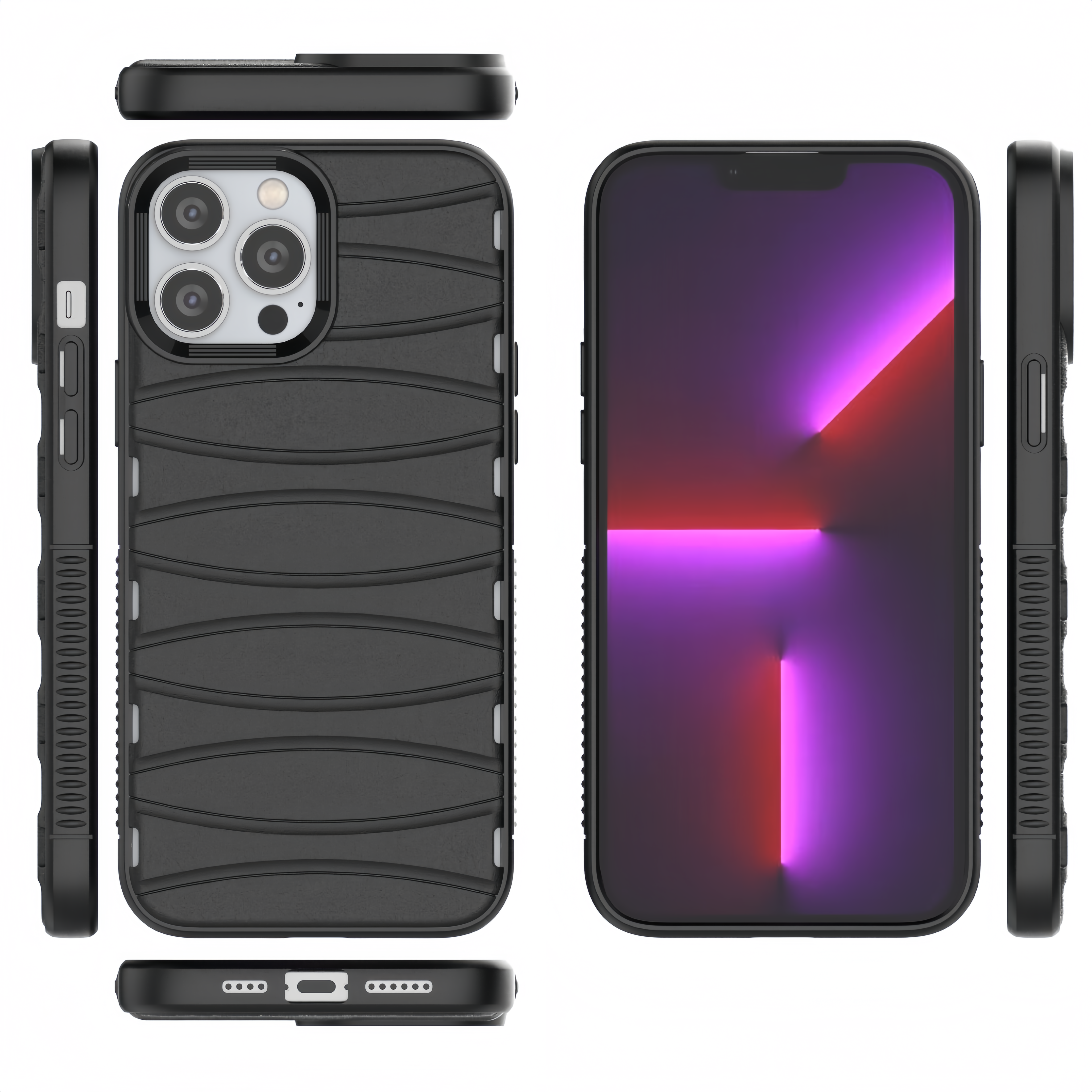 (1/100x Pack) 15 Series Shockproof Silicone Rigid iPhone Case