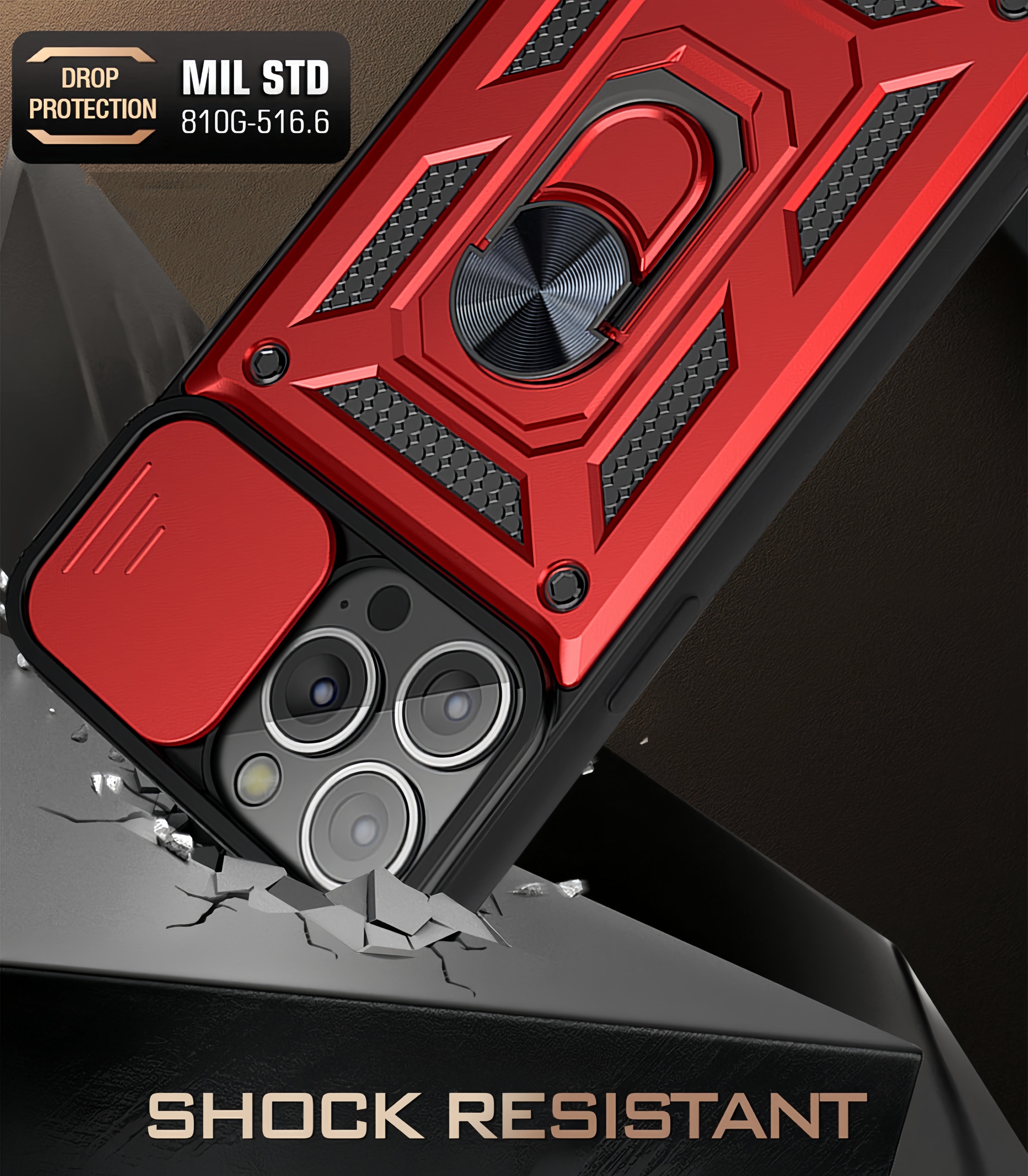 (1/100x Pack) 15 Series Trade Heavy Duty iPhone Case With Ring Stand