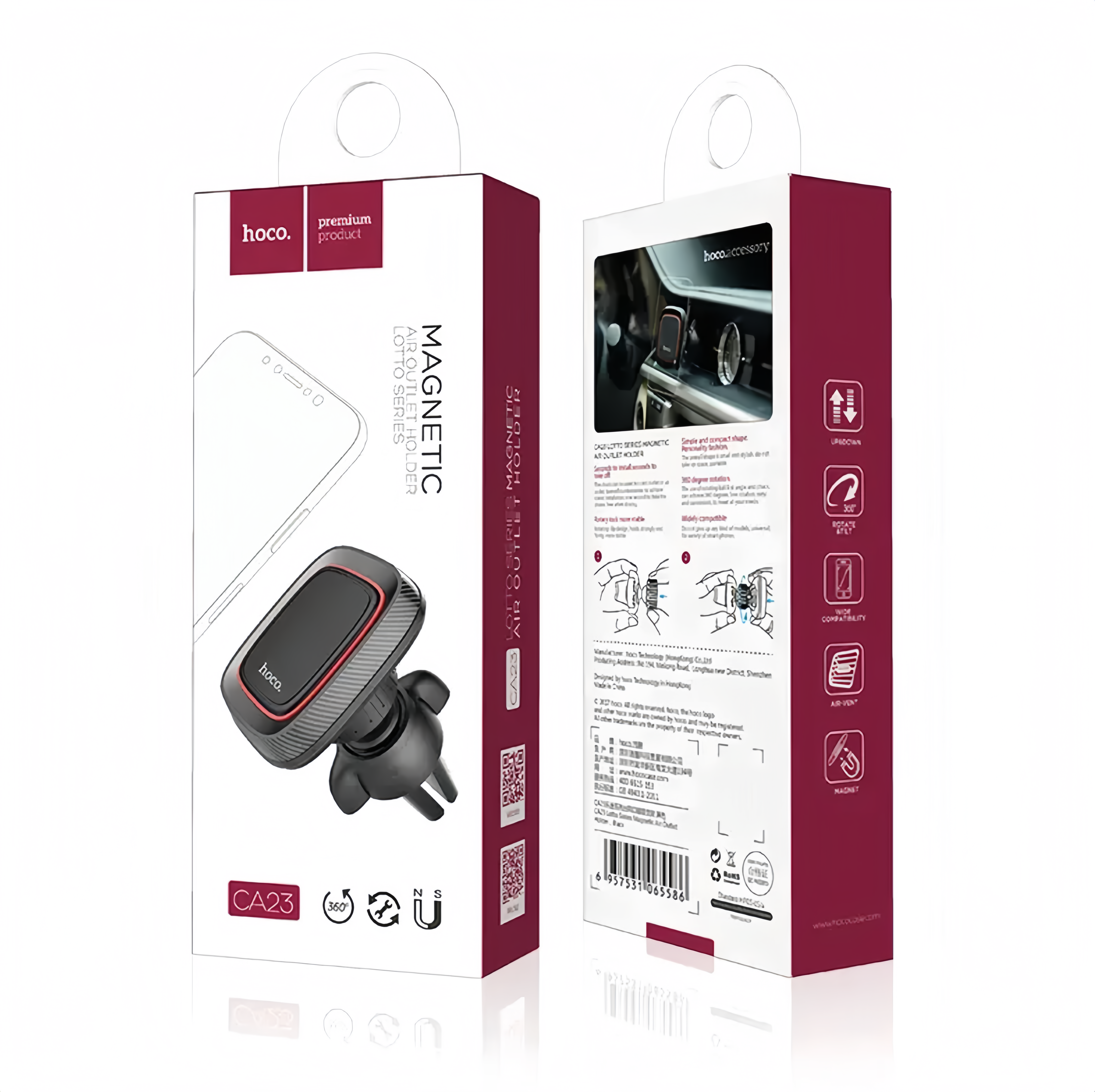 (1/100x Pack) HOCO Magnetic Air Vent Phone Mount