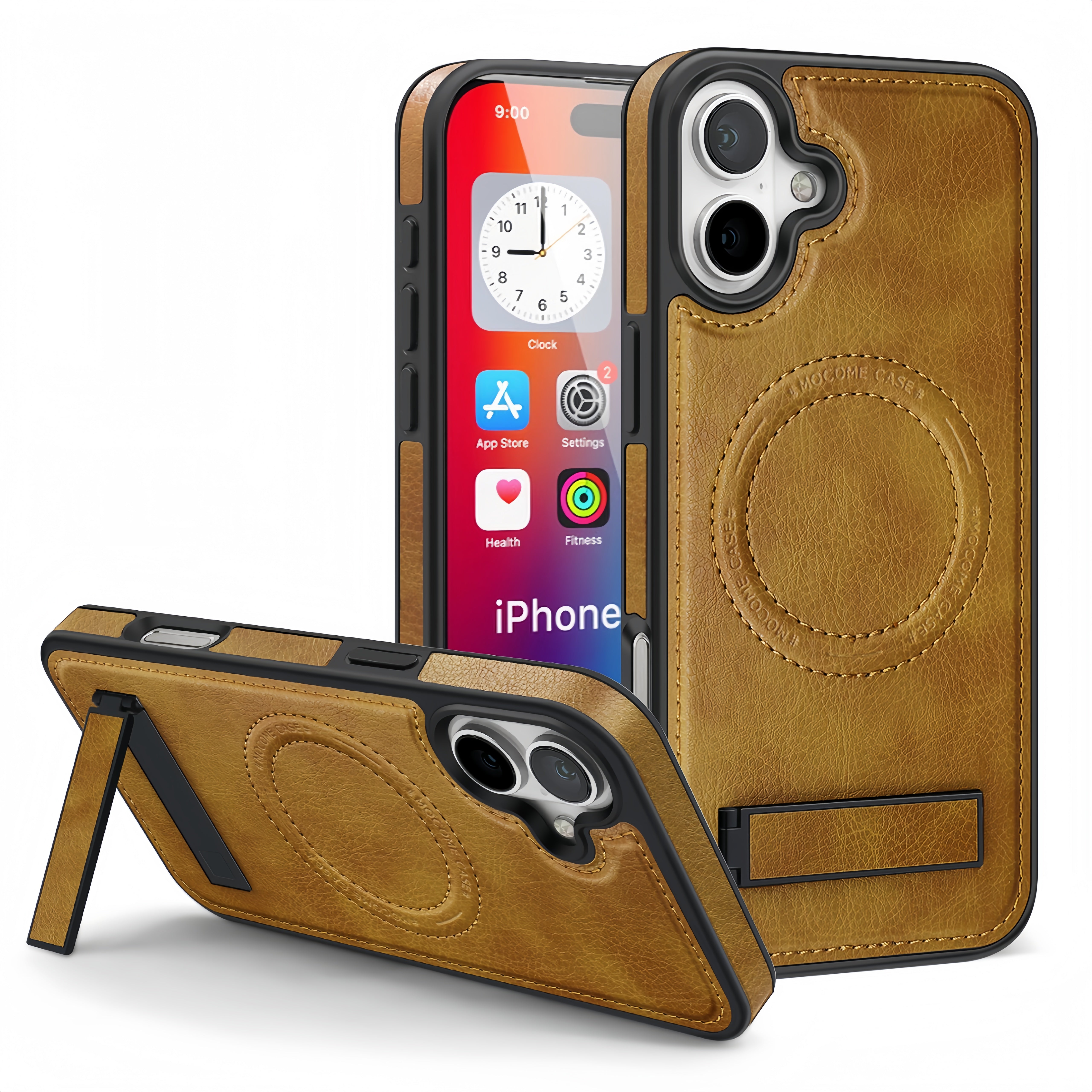 (1/100x) 16 Series Magnetic Luxury Vegan Leather iPhone Case With Stand