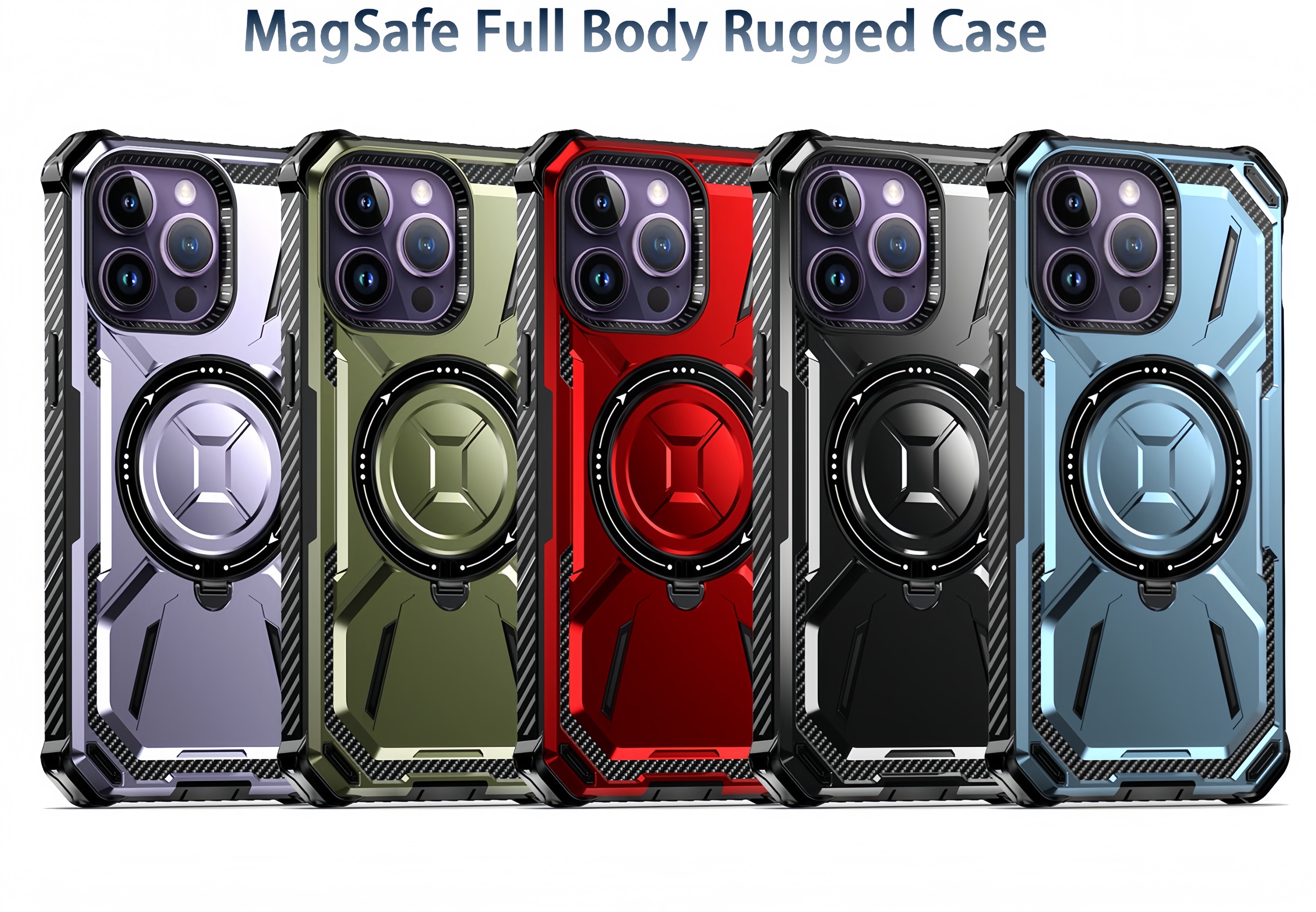 (1/100x Pack) 15 Series Dual Layer Shockproof Magnetic Kickstand iPhone Case