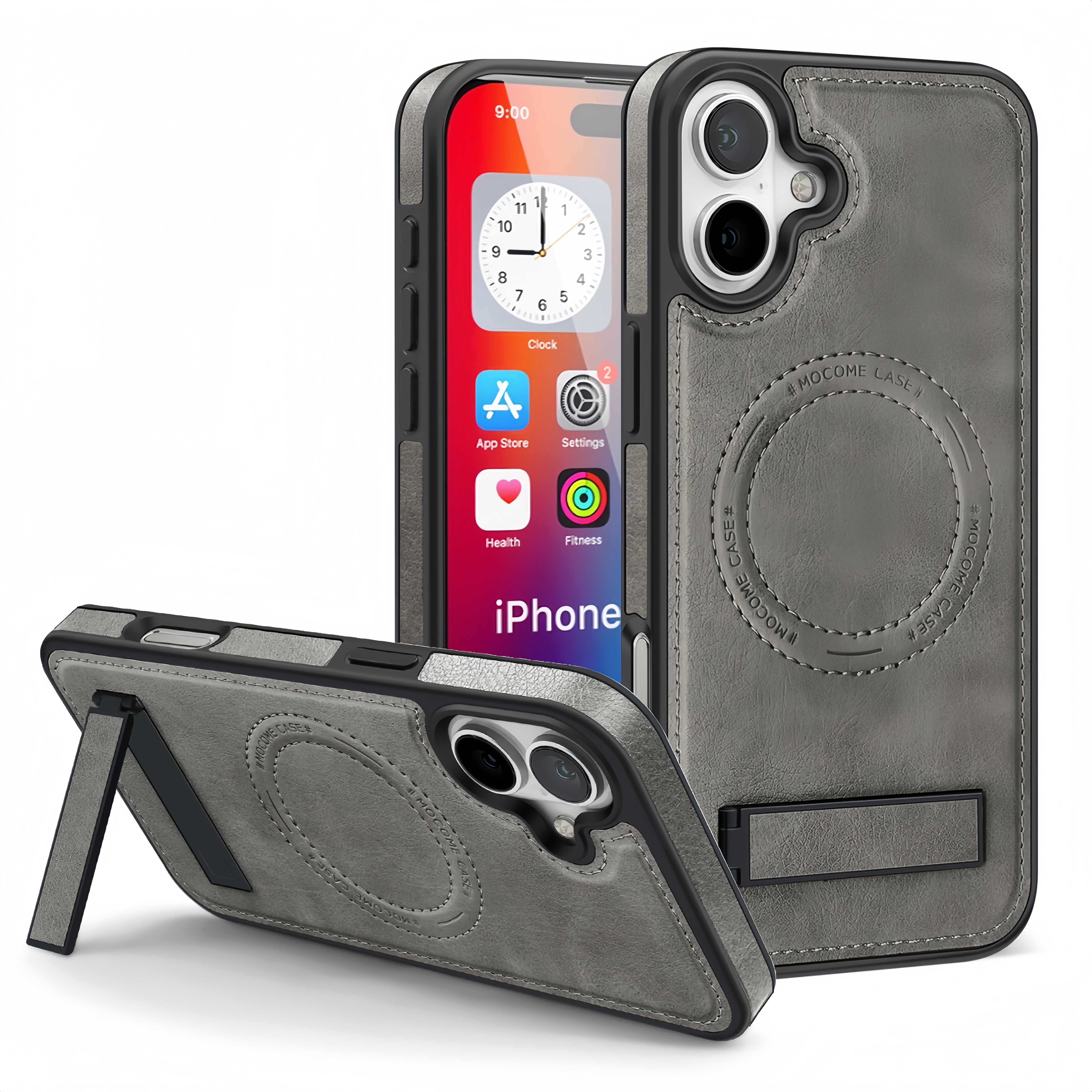 (1/100x) 16 Series Magnetic Luxury Vegan Leather iPhone Case With Stand