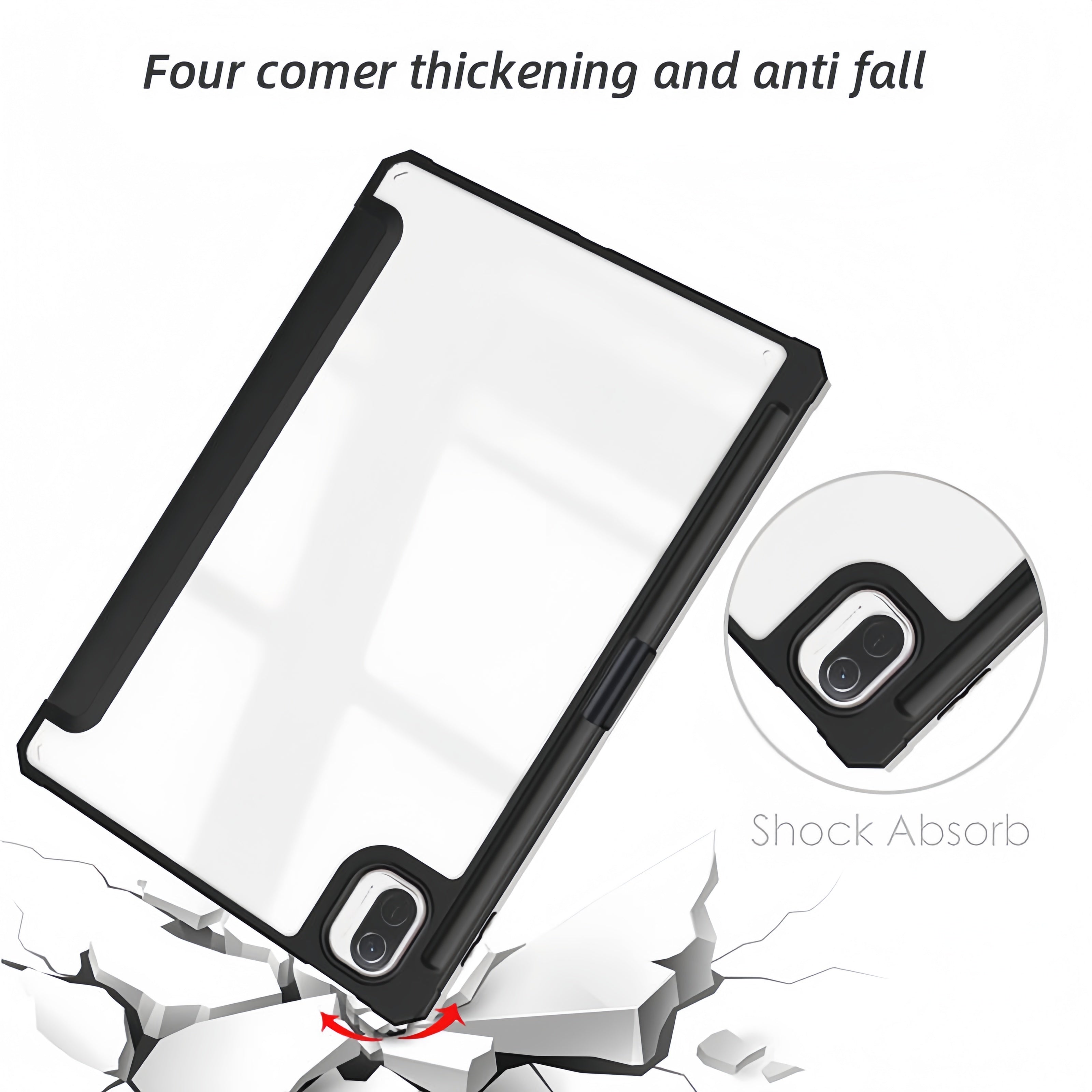 (1/100x Pack) Apple iPad Mini Gen 6, 7 8.3 Inch Transparent Vegan Leather Protective Tri Fold Case For iPad