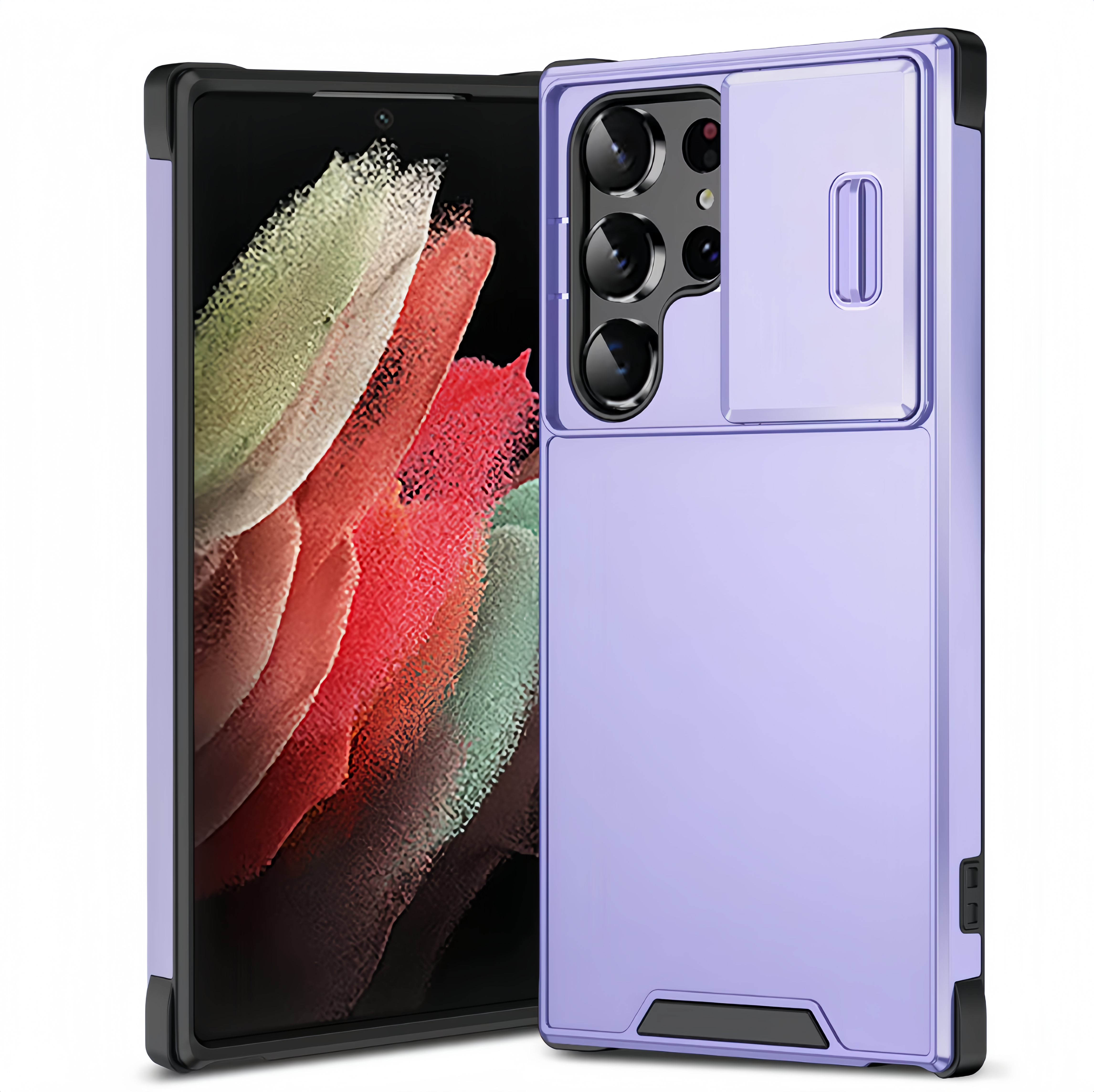 (1/100x Pack) S24 Series Armoured Heavy Duty Samsung Case With Lens Cover