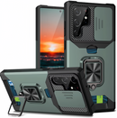 (1/100x Pack) S23 Series Magnetic Heavy Duty Samsung Case With Lens Cover + Card Holder