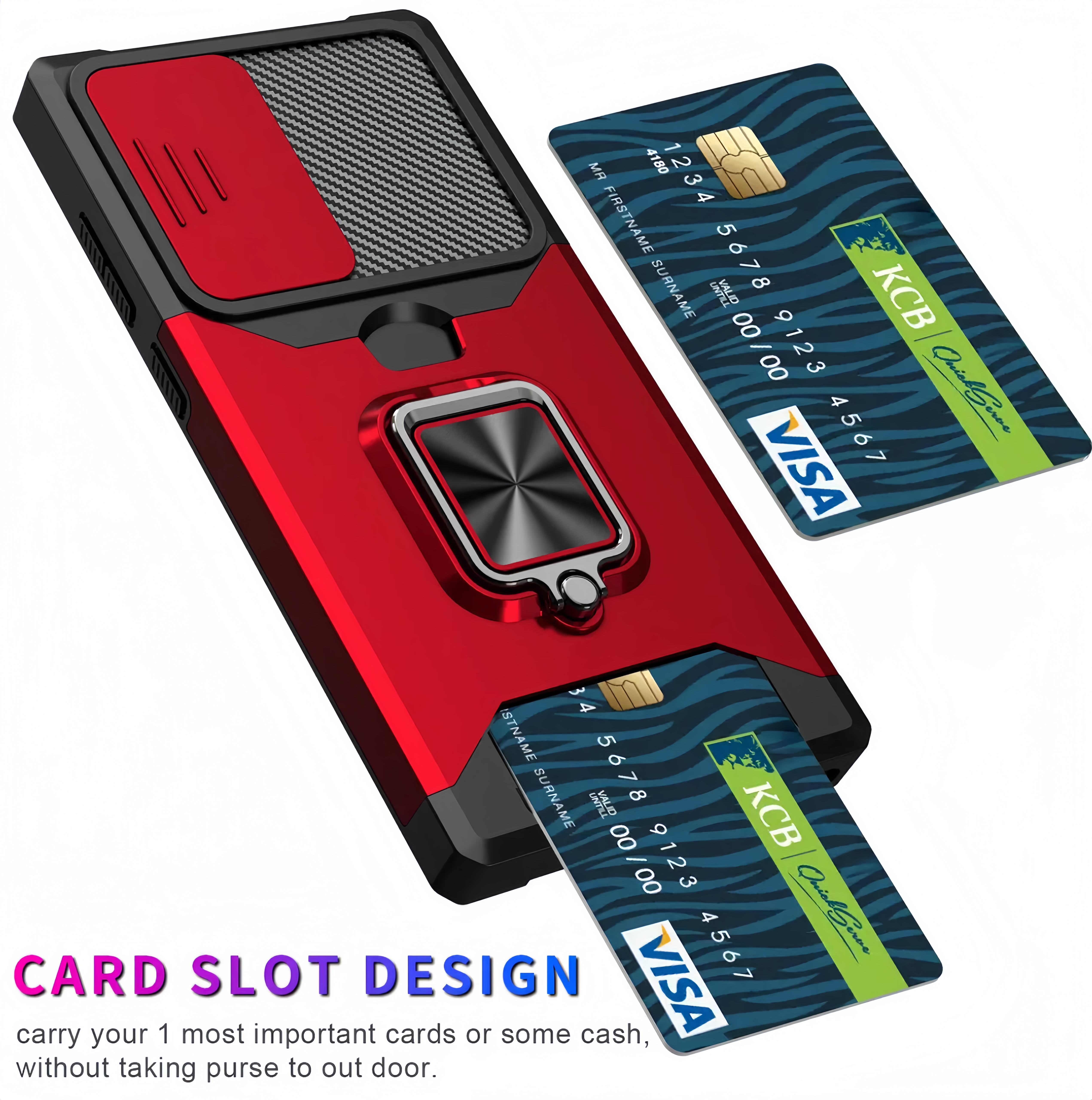 (1/100x Pack) S23 Series Magnetic Heavy Duty Samsung Case With Lens Cover + Card Holder