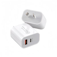(1/250x Pack) 20 Watt USB Type C & USB Type A Power Adapter (AUS/NZ Outlet)