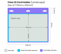 (50/1000x Pack) A7 105 x 75mm Clear Landscape Soft ID Holder For Lanyard