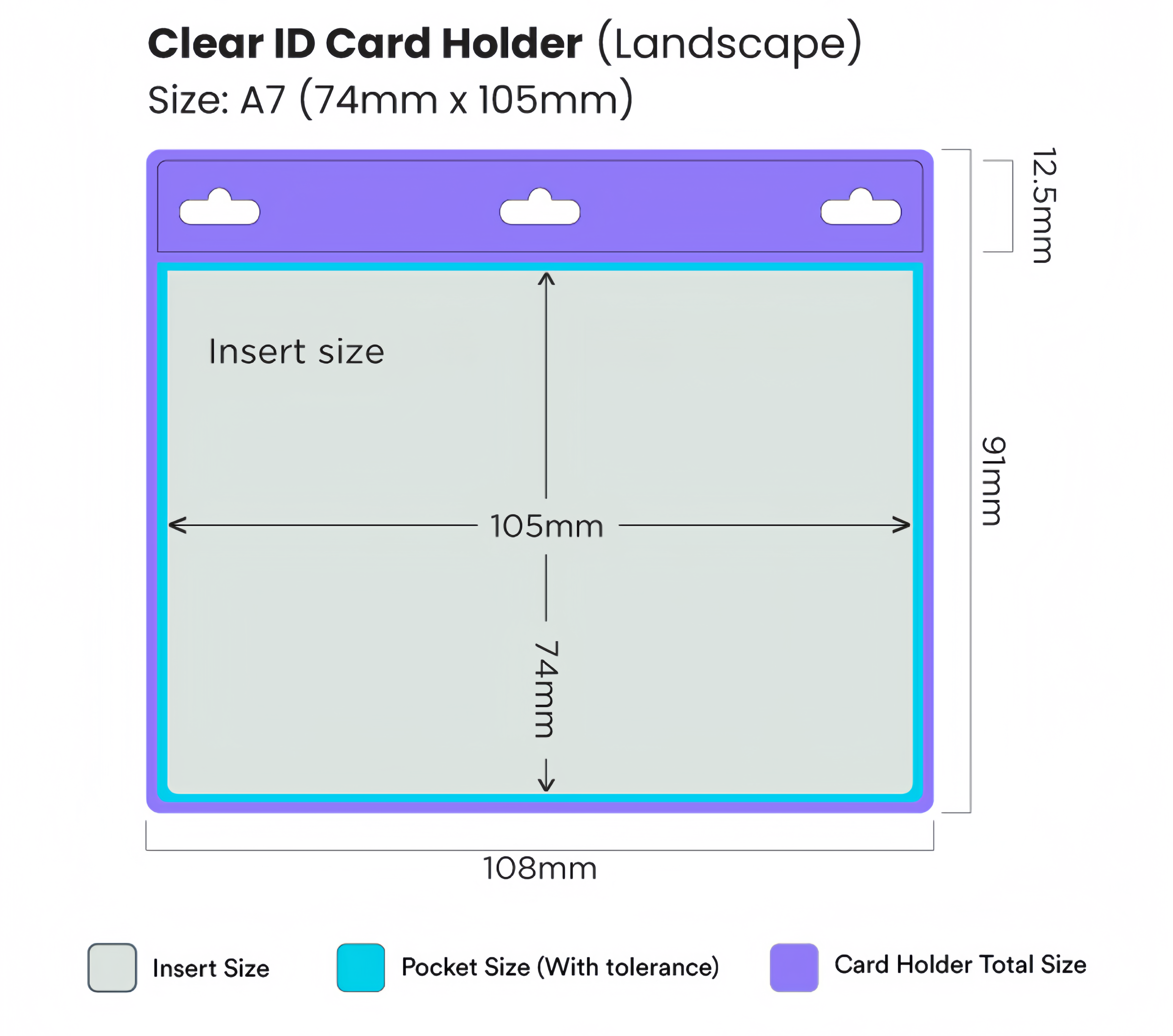 (50/1000x Pack) A7 105 x 75mm Clear Landscape Soft ID Holder For Lanyard