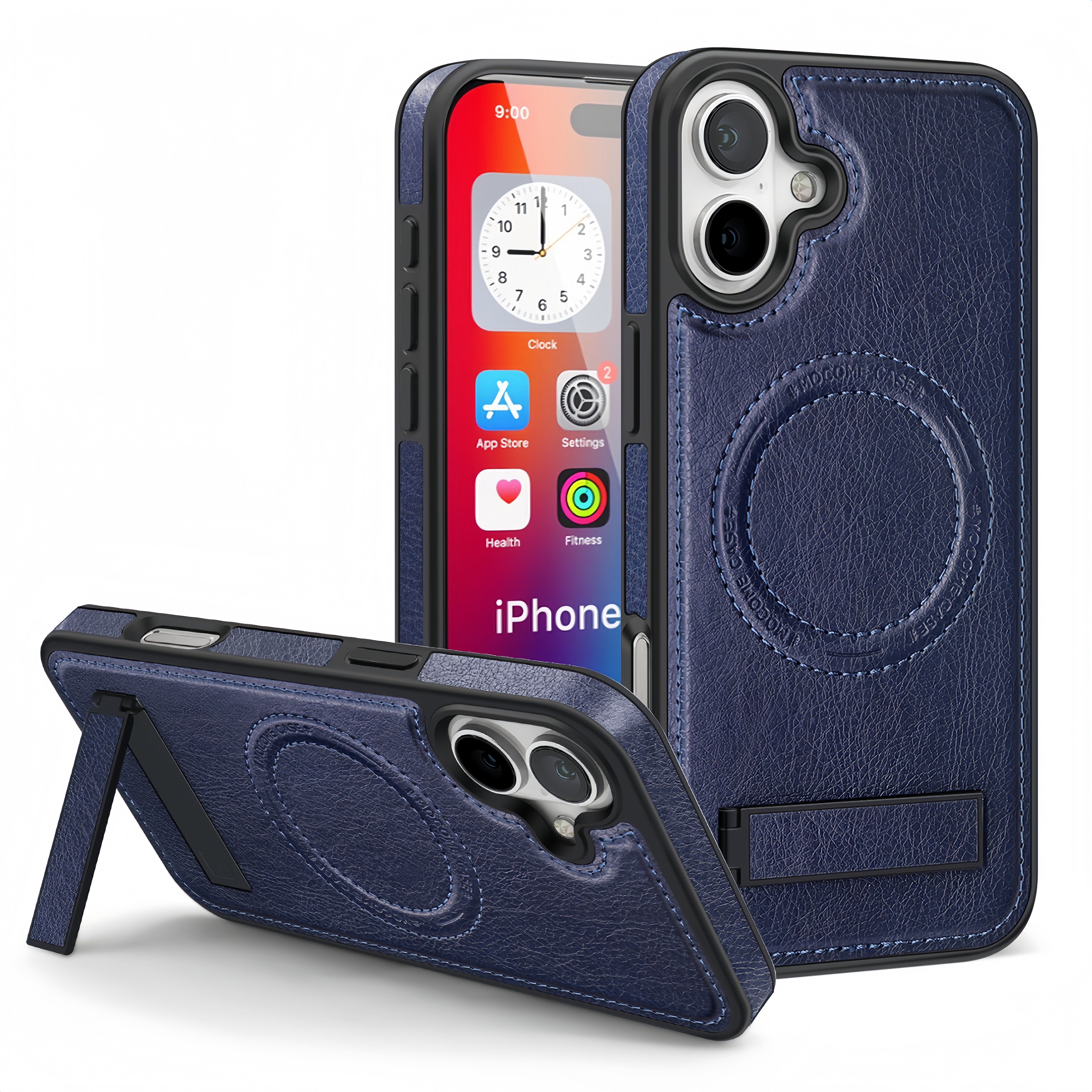 (1/100x) 16 Series Magnetic Luxury Vegan Leather iPhone Case With Stand