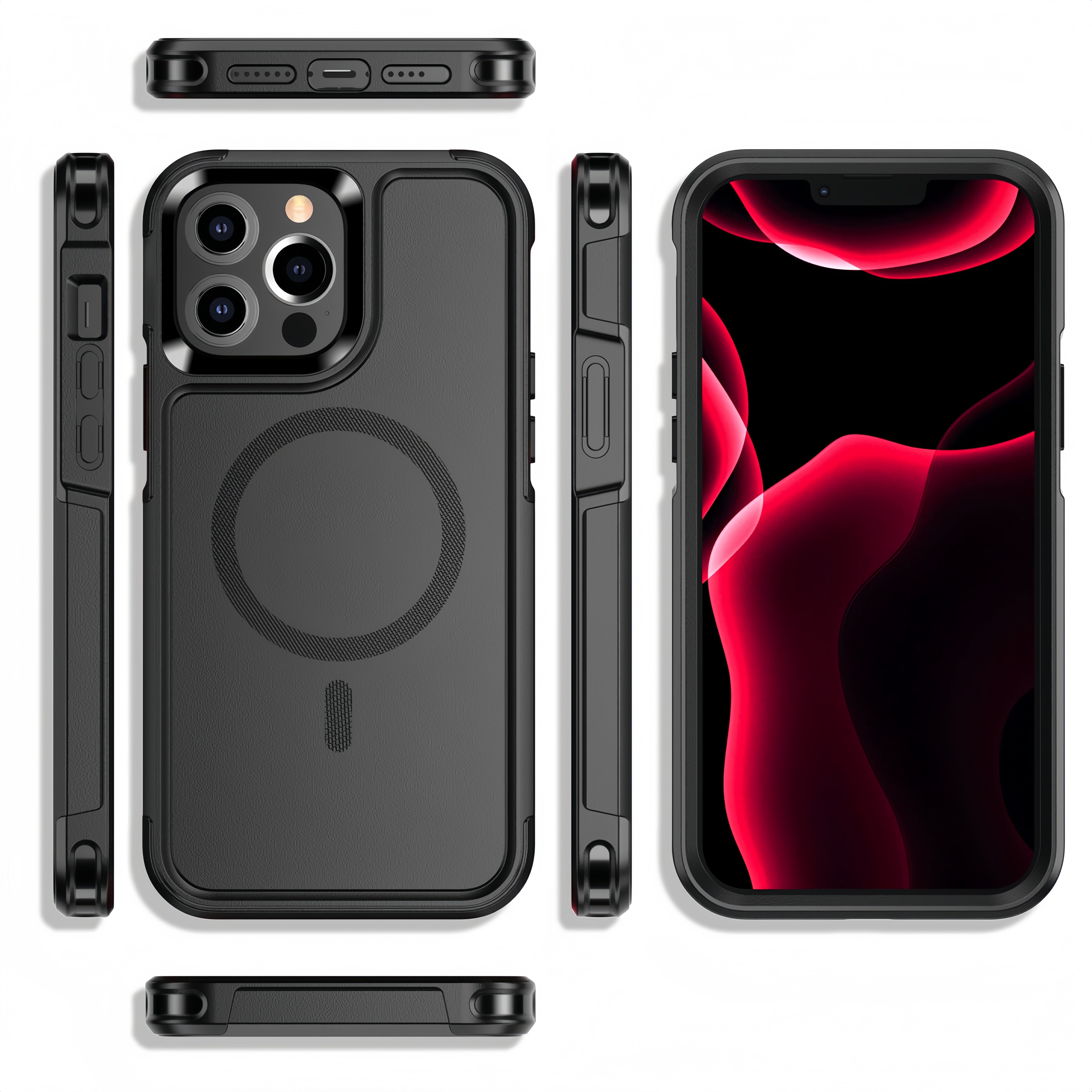 (1/100x Pack) 15/16 Series Military-Grade Drop Protective Magsafe Armour Case For iPhone