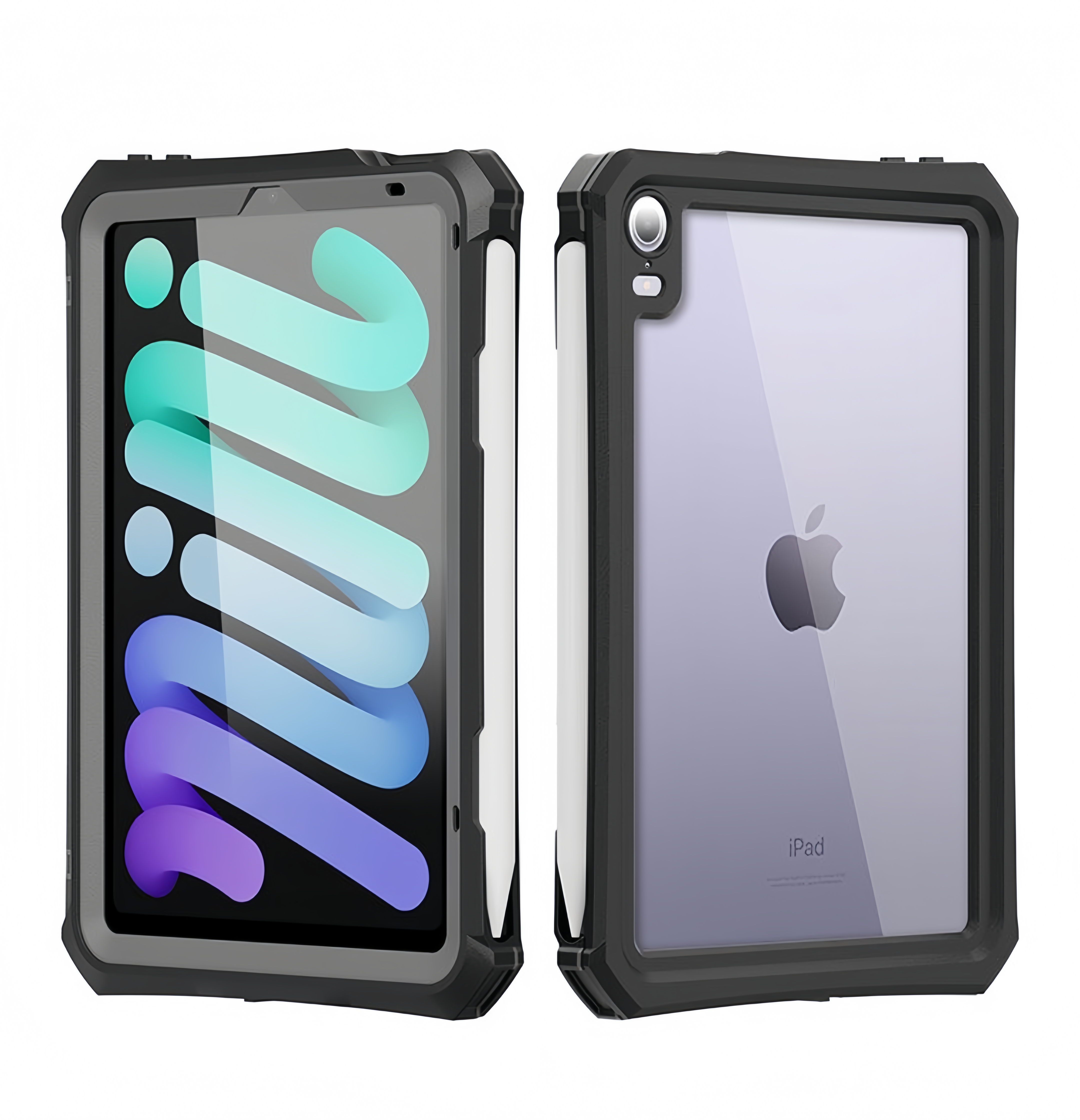 (1/100x Pack) Apple iPad Mini Gen 6, 7 8.3 Inch ShellBox Heavy Duty IP68 Rugged And Waterproof iPad Case