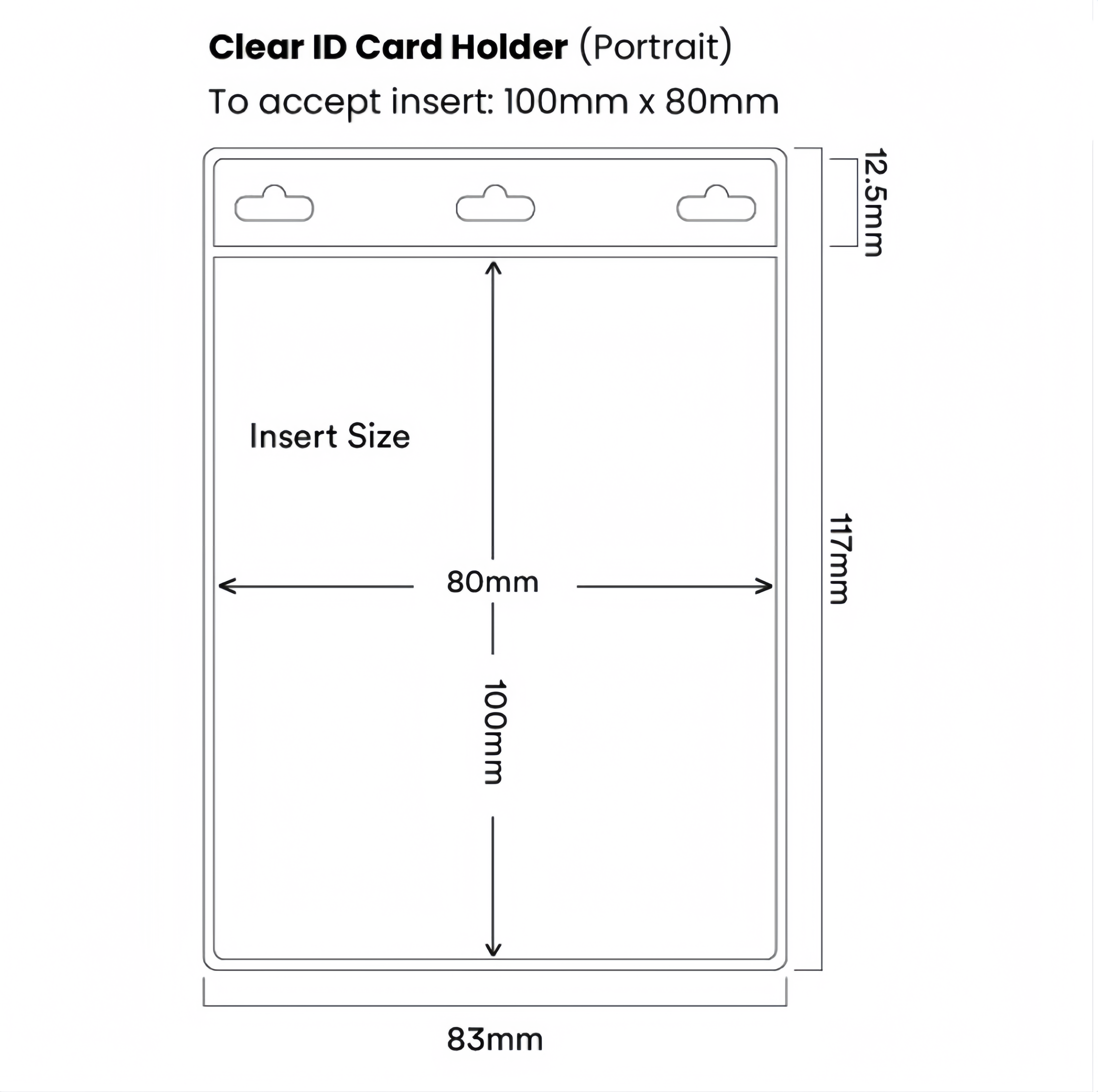(50/1000x Pack) 100 x 80mm Clear Portrait Soft ID Holder For Lanyard