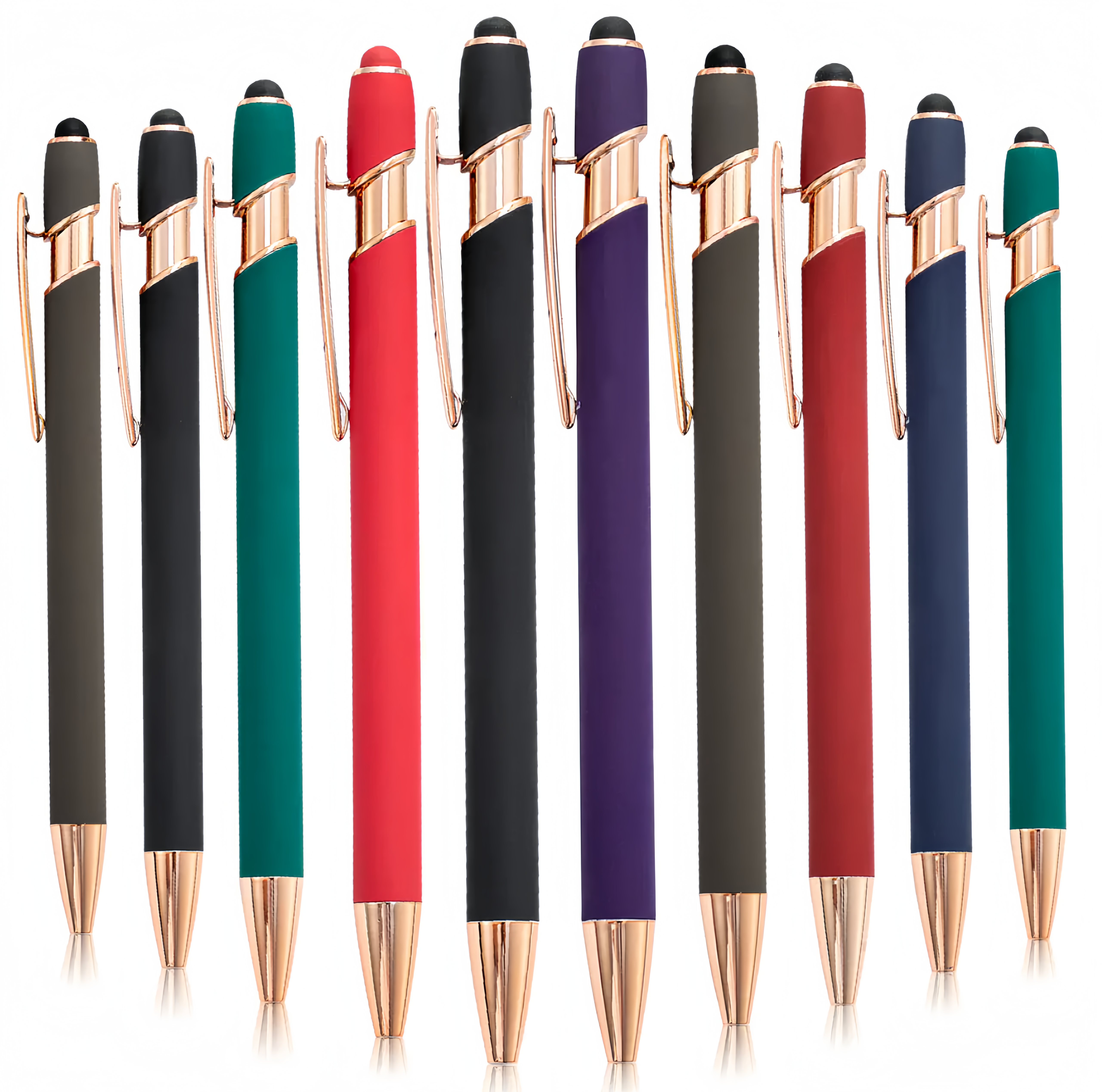 (10/250x Pack) Aluminium 2 in 1 Stylus With BallPoint Pen