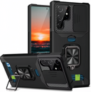 (1/100x Pack) S23 Series Magnetic Heavy Duty Samsung Case With Lens Cover + Card Holder