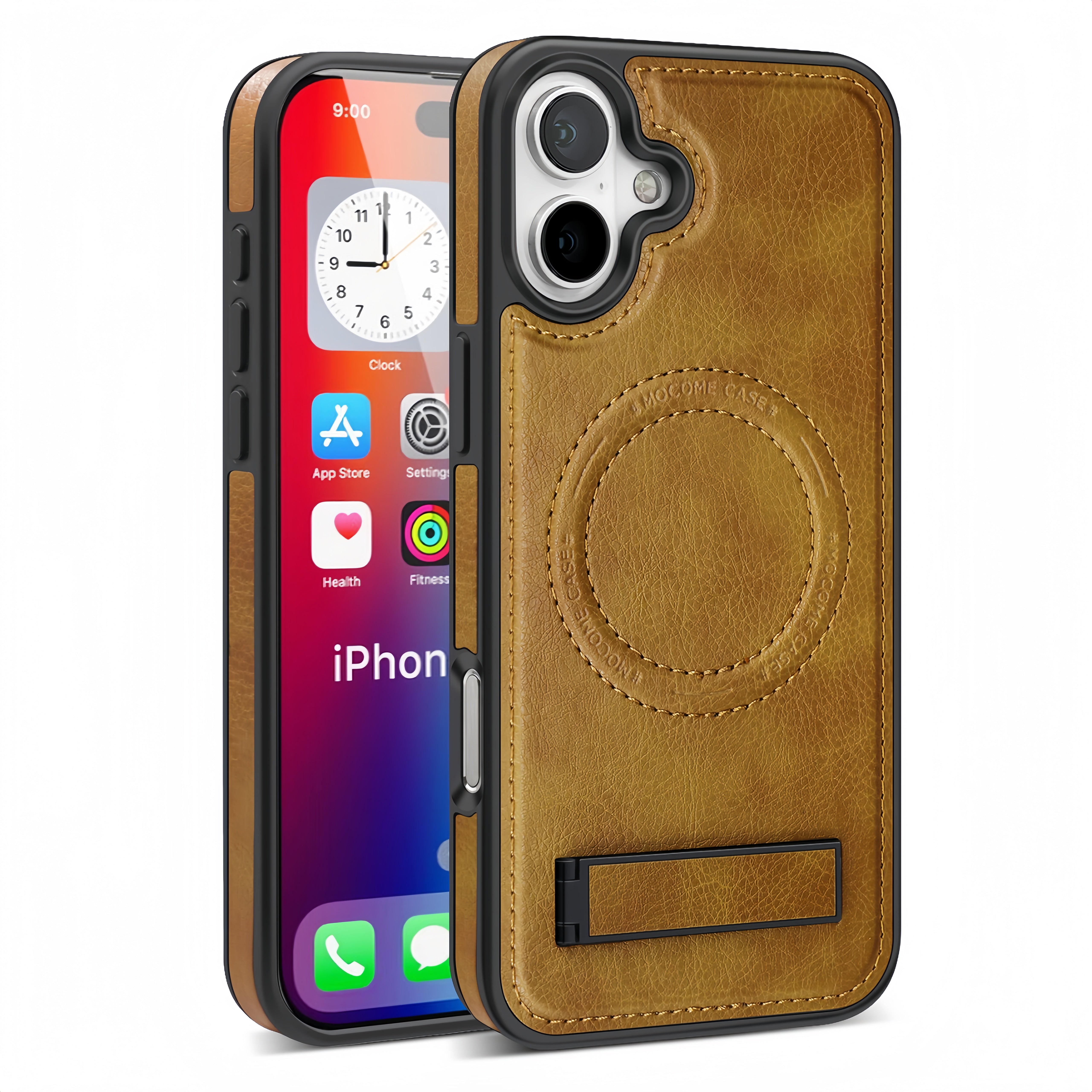 (1/100x) 16 Series Magnetic Luxury Vegan Leather iPhone Case With Stand