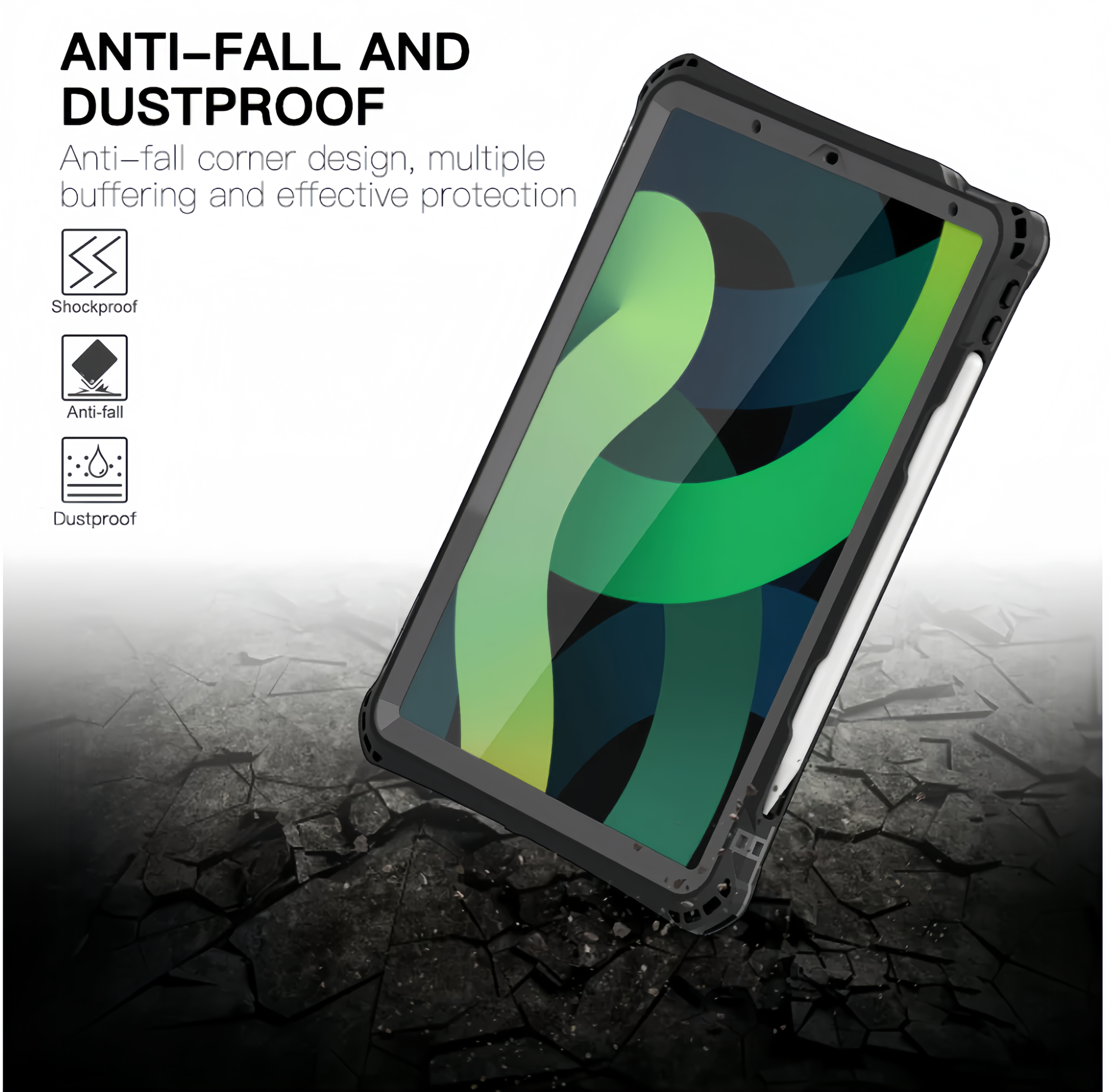 (1/100x Pack) Apple iPad Air Gen 5 10.9 Inch ShellBox Heavy Duty IP68 Rugged And Waterproof iPad Case