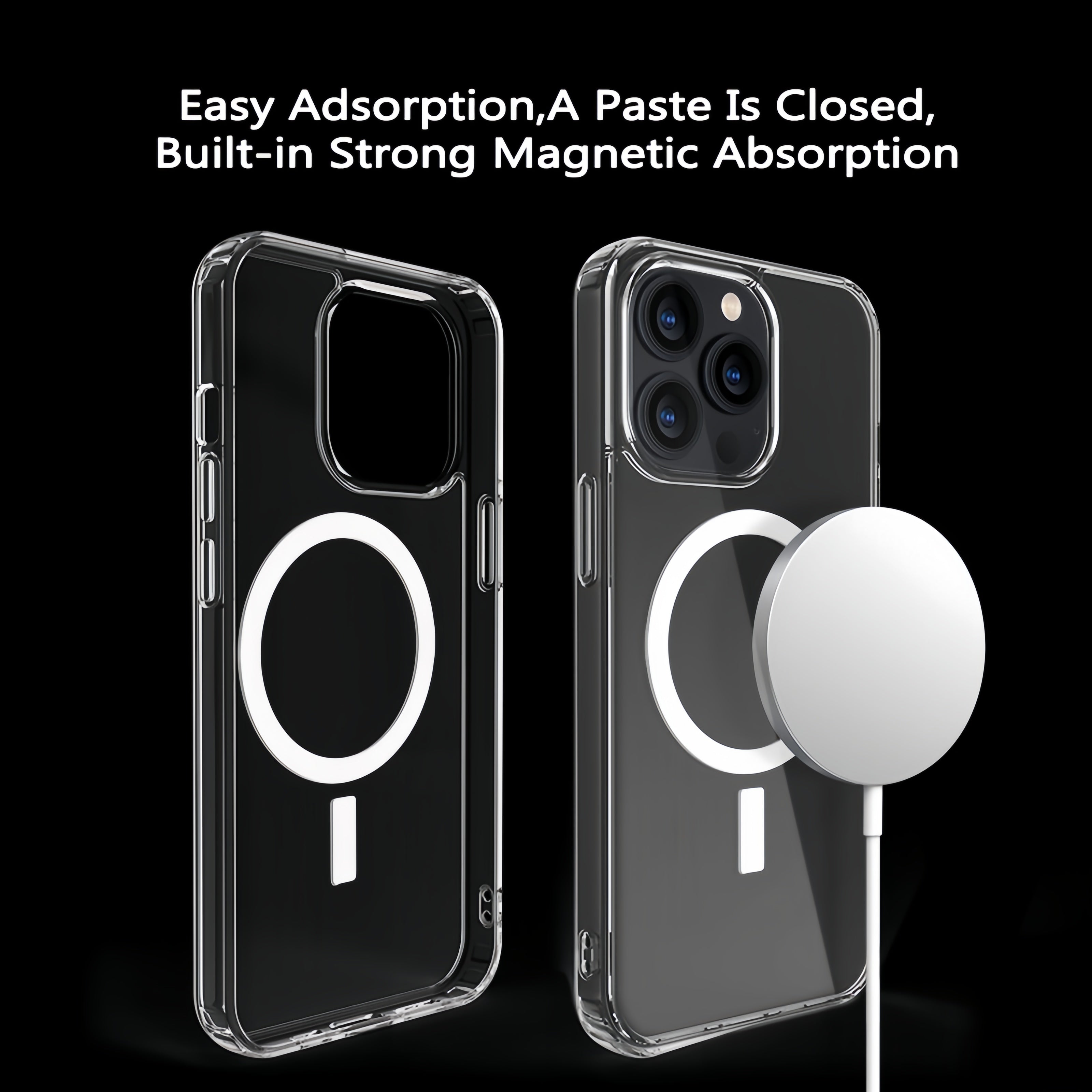 (1/100x Pack) 15/16 Series Magsafe Magnetic Clear iPhone Case